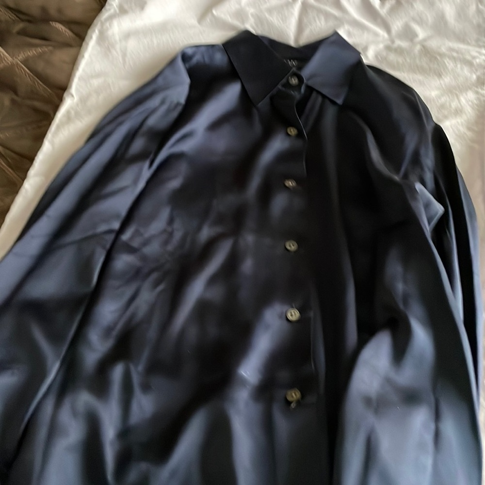 Navy silk blouse